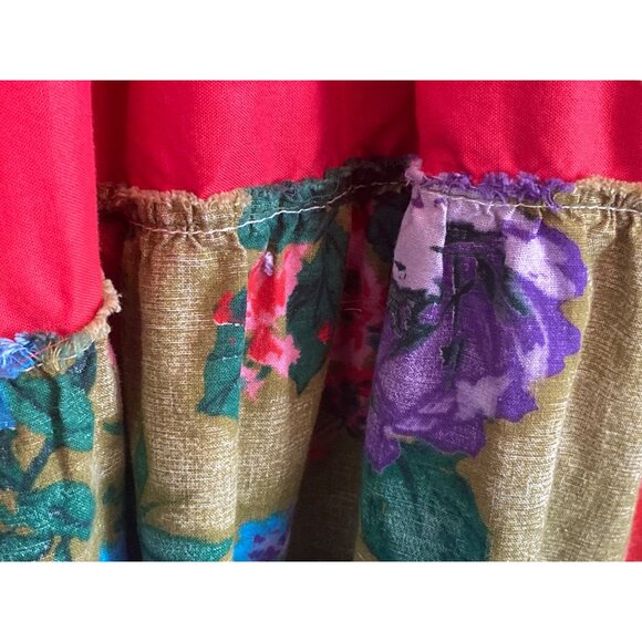 VTG Apron Over The Head Floral Red Green Blue Child Baker Pretend Play - Picture 13 of 13